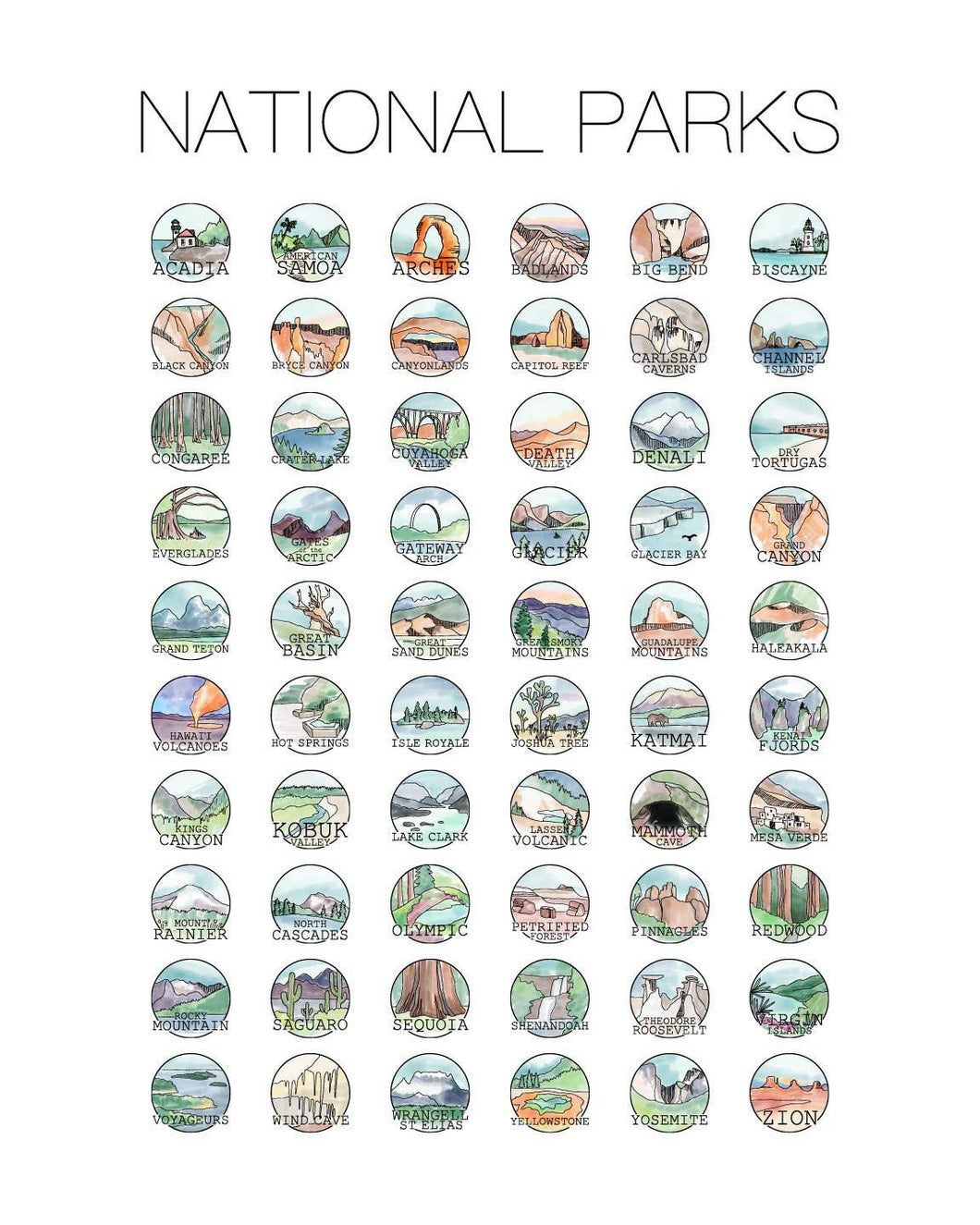 National Parks Bucket List Map