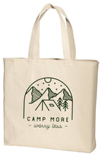 Load image into Gallery viewer, Camp More Worry Less Canvas Tote Bag
