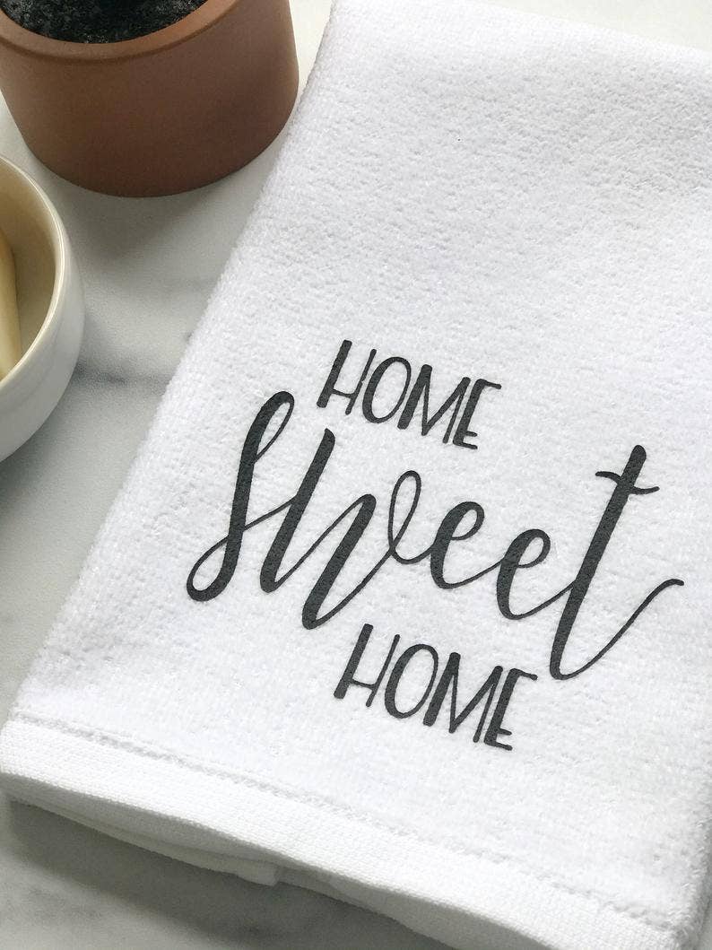 Home Sweet Home Plush Hand Towel / Summer Hand Towels / Cute 